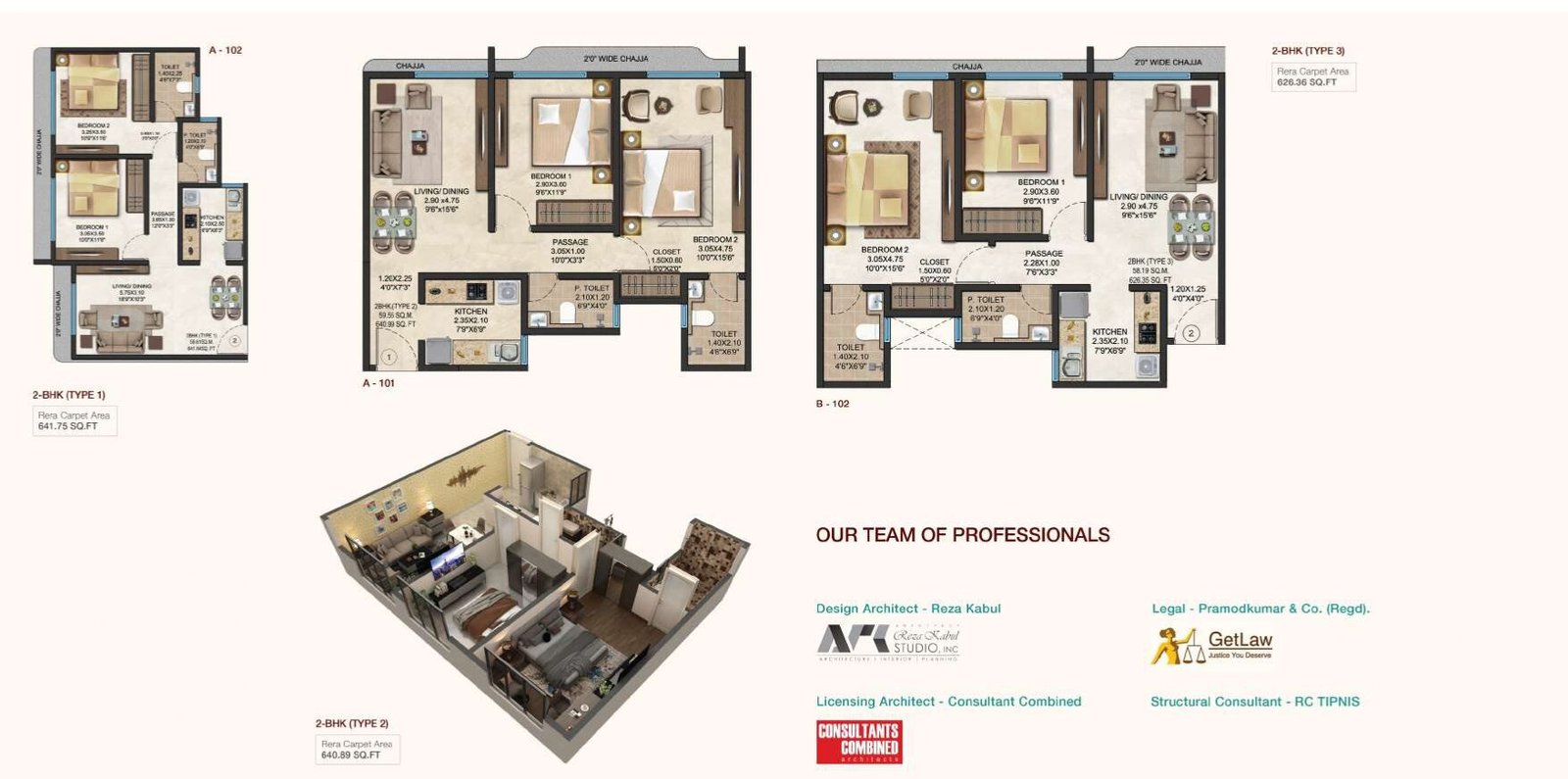 2bhk 642 Carpet Area floor plan